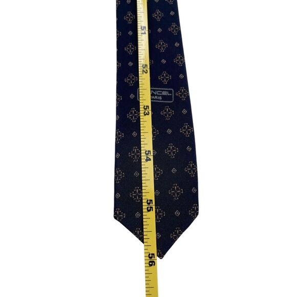 Lancel Paris 100% Pure Silk Gales Barcelona Made in Spain Navy Blue Neck Tie - Picture 9 of 9